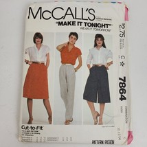 Vintage 1982 McCall&#39;s 7864 Sewing Pattern Miss Skirt Pants Culottes C 10... - £8.55 GBP