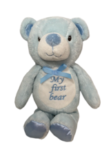 Kellytoy Kelly Baby toy blue plush My First Bear teddy bow ribbon white rattle - £6.24 GBP