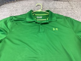 Under Armour Polo Shirt Mens Large Green HeatGear Loose Performance Stretch - £7.79 GBP