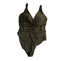 Emerald Bay Swimsuit Womens 14 Olive Green One-Piece Adjustable Straps Summer - £18.04 GBP