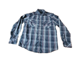 BKE Shirt Mens XL Black &amp; Brown Plaid Western Long Sleeve Pearl Snap Slim Fit - £15.72 GBP