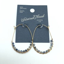 Universal Thread Earrings Hoop Wire Semi Precious Blue Gold Tone Nickle Free - £4.00 GBP