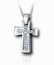 Sterling Silver Nugget Cross Funeral Cremation Urn Pendant for Ashes with Chain - £271.02 GBP