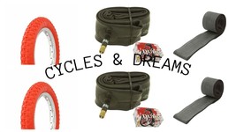 (2) Tire 12 1/2 X 2 1/4 All RED143, (2) Tubes &amp; (2) Rim Strips, Kids Bike Bundle - £30.68 GBP