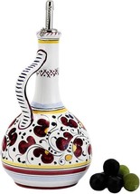 Olive Oil Bottle Deruta Majolica Orvieto Rooster Red Ceramic Handmade - £183.01 GBP