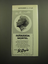 1960 Hotel St. Regis Advertisement - The Maisonette Fernanda Montel - £11.76 GBP