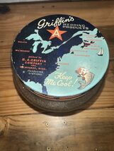 Vintage Griffin's Herring Frosted Glass Barrel Jar w/Metal Lid - $34.65