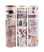 18 Rolls Vintage Washi Tape Set,75/30/15/10/5Mm Wide Floral Map Stamp Le... - £14.30 GBP