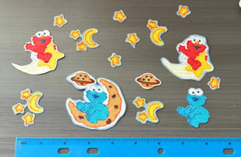 Cookie Monster and Elmo with Stars Pre-Cut Iron on Fabric Appliques . - £4.31 GBP