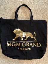 MGM Grand Las Vegas Tote Bag Black Gold Lion Logo Zip Closure Zip Pocket... - $21.73