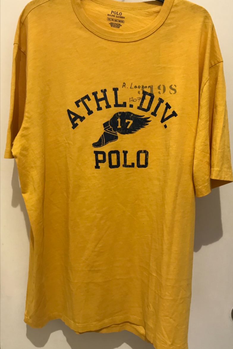 Primary image for Polo Ralph Lauren  Yellow  Athletic Dept XLT Graphic Short Sleeve T-Shirt  NWT