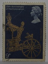Vintage Stamps British Great Britain Uk England 9 P Pence Elizabeth Stamp X1 B5 - £1.37 GBP