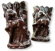 Vintage Mid-Century Dryden Fawn Deer Ceramic Planter Set - Brown and Whi... - $46.44