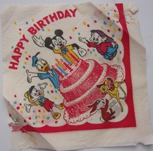 Vintage Disney Family 7-inch Happy Birthday Napkin Measures 7”x7” - $1.99