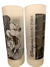 Disneyland Resort Paris Pair Of Frosted Tall Glasses 6 1/2” Tall Mickey ... - $18.49