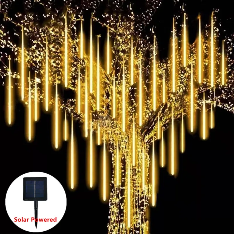 Solar LED Meteor Shower Light Holiday String Light Waterproof Fairy Garden Decor - £49.52 GBP
