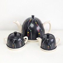 1950s Atomic Design Tea Pot, Bowl &amp; Jug Set by Beverley, Staffordshire, Vintage - £52.42 GBP