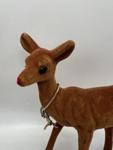 Reindeer Vintage Flocked Rare Hard To Find Red Nose Flocked Reindeer - £15.17 GBP