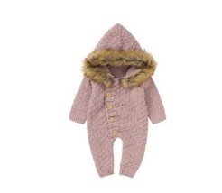 Autumn Baby Girls/Boys Long Sleeved Knitted  Hooded Fur Romper Jumpsuit 6-24M - £27.80 GBP