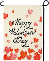 Happy Valentine&#39;s Day Outdoor Yard Double Sided Garden Flag 12x18 Hearts - $8.90