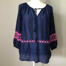 Vineyard Vines Embroidered Peasant Silk Blouse Small EUC - £19.04 GBP