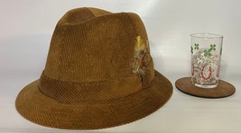Vintage Corduroy Gentlemen&#39;s/Unisex Derby Hat Sophisticated Horse Racing Attire - £25.13 GBP