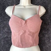 Say What Bustier Extra Large Padded Push Up Bra Top Corduroy Cropped Pink Y2K - £9.33 GBP