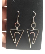 Geometric earrings - Handmade Sterling Silver - Triangle Dangle Wire Ear... - $38.75 CAD