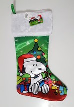 NEW Peanuts Snoopy Christmas Stocking 18&quot; Satin - £15.13 GBP