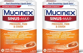 Mucinex Sinus-Max Max Strength Pressure- Pain &amp; Cough Liquid Gels 16 ea ( Pack o - £42.35 GBP