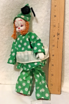 9inch Poker Dot Green clown, pigtails hand painted Vintage 1978 - £7.04 GBP