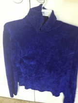 soft cobalt blue sweater by vogliamo long sleeve turtleneck size large chenille  - £29.56 GBP