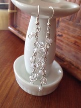 Beaded pierced earrings crystal clear white - £15.65 GBP