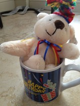 happy birthday mug with adorable  stuffed bear - £19.76 GBP