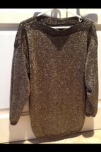 Woman&#39;s Gold &amp; Black Size Xl Sparkling Knit Top - $38.99