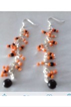 Orange black and white pierced earrings - £15.84 GBP