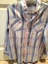 Mens Shirt Size Large By Wells And Morris Blue Plaid Button Down - £15.93 GBP