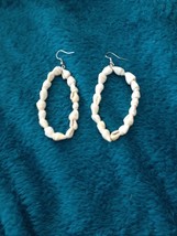 Beach shell natural dangling pierced loop earrings  - £19.58 GBP