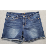 Seven7 Whiskered Shorts Womens 14 Blue Denim Cotton Arcuate Pocket Cuffe... - $33.41 CAD