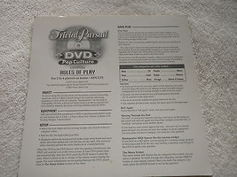 Instructions ONLY for 2003 TRIVIAL PURSUIT DVD POP CULTURE Game - £5.35 GBP