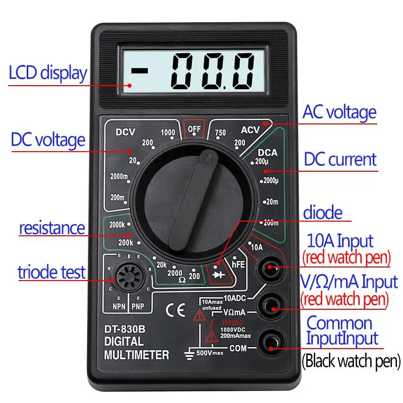 Igital multimeter ac dc 750 1000v voltmeter ammeter ohm tester meter digital multimeter thumb200