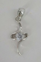 CHARM ONLY 18KGP ONE CLEAR STONE SET IN SILVER COLOR SERPERTINE SHAPED C... - $9.99