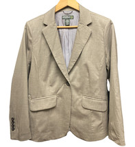 Vtg Eddie Bauer 98% Wool 2% Spandex Career Jacket Blazer Grayish Beige Size 8P  - £27.68 GBP