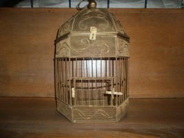 Beautiful Metal Bird House ,  Hexigon  -w- Screen &amp; Scroll Design 14 &quot; tall - $50.00