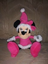 Disney Just Play Minnie Mouse Plush 9&quot; Pink Christmas Santa Hat Xmas Stu... - £17.92 GBP