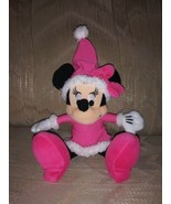 Disney Just Play Minnie Mouse Plush 9&quot; Pink Christmas Santa Hat Xmas Stu... - £18.23 GBP