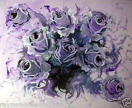 ORIGINAL 24x36 Violet Roses Canvas Wall Art -: rdoward fine art - £196.80 GBP