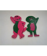 Hand made Barney the purple dinosaur and baby Bop wooden wall hangings d... - $19.80