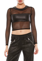 Donna Mizani Leatherette Banded Top, Black, Size XS - $37.61