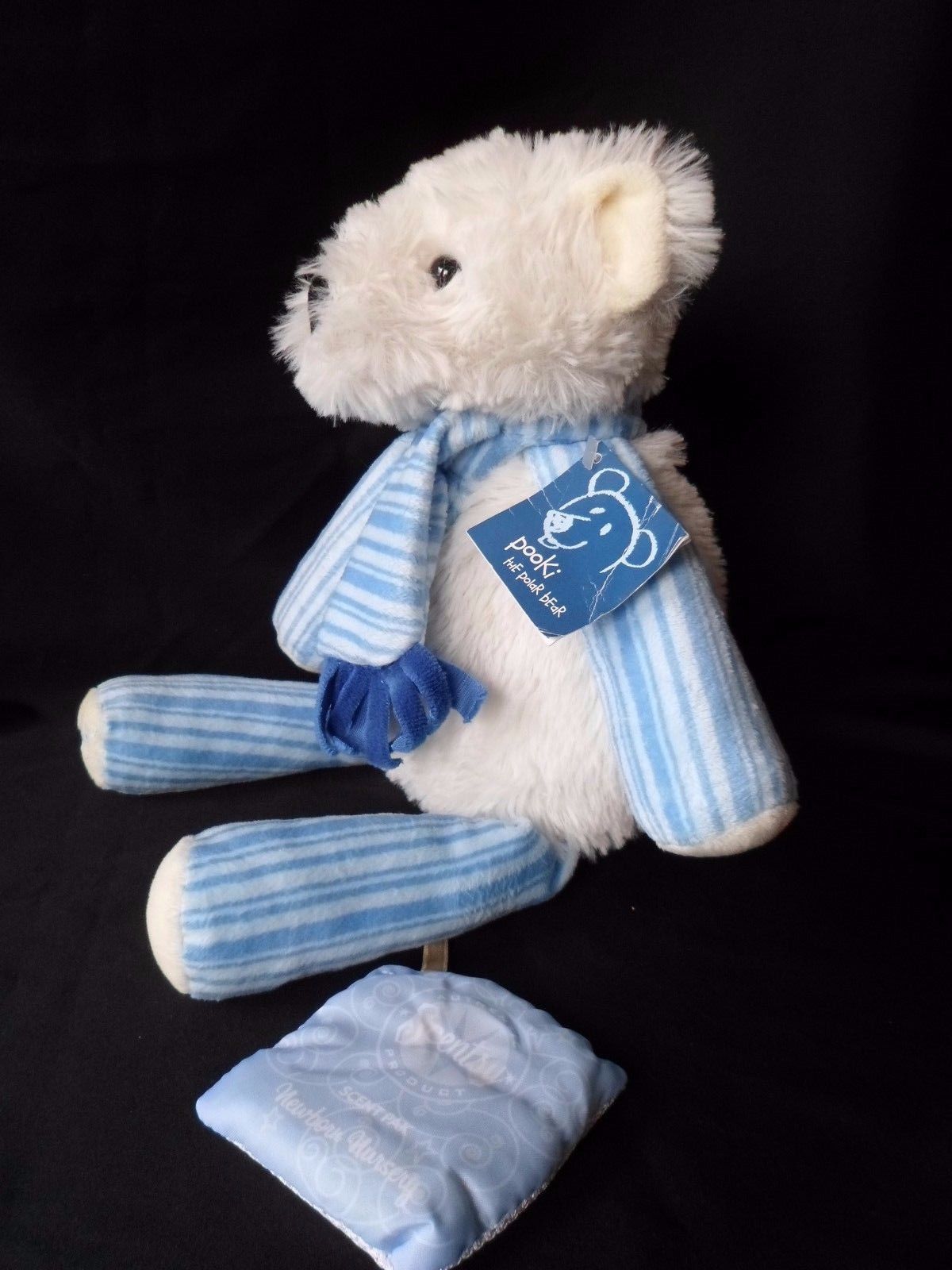 Primary image for Scentsy Buddy Pooki The Polar Bear 15" Blue White Scarf With Scent Pack